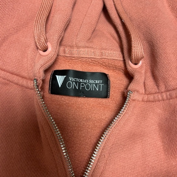 Victorias Secret VSX cropped Coral Pink Zip-Up Hoodie - Picture 3 of 4